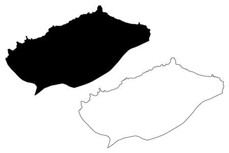 Ribeira Grande municipality (Republic of Cabo Verde, concelhos, Cape Verde, Santo Antao island, archipelago) map vector illustration, scribble sketch Ribeira Grande mapのイラスト素材