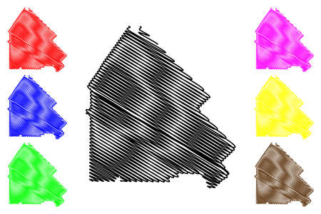 Pulaski County, Georgia (US county, United States of America, USA, US, US) map vector illustration, scribble sketch Pulaski mapのイラスト素材