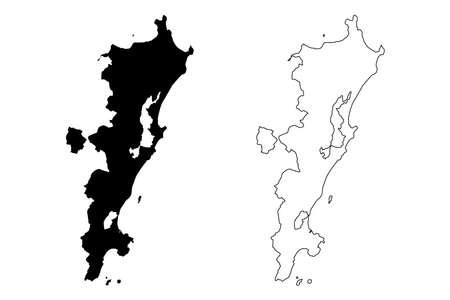 Florianopolis City and Municipality (Federative Republic of Brazil, Santa Catarina State) map vector illustration, scribble sketch City of Florianopolis mapのイラスト素材