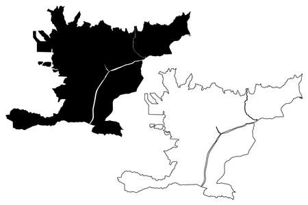 Bello City (Republic of Colombia, Department of Antioquia) map vector illustration, scribble sketch City of Bello mapのイラスト素材