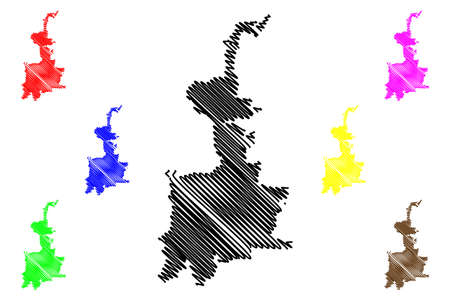 Medan City (Republic of Indonesia, Sumatra island) map vector illustration, scribble sketch City of Medan mapのイラスト素材