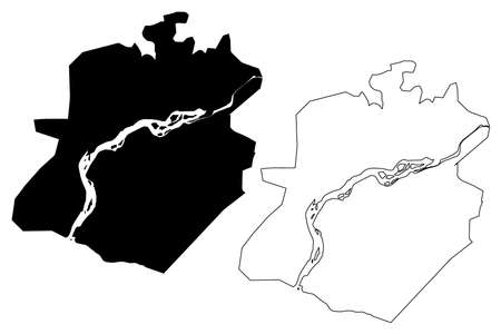 Bamako City (Republic of Mali) map vector illustration, scribble sketch City of Bamako mapのイラスト素材