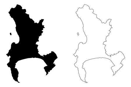 Cape Town City (Republic of South Africa, RSA, Western Cape Province) map vector illustration, scribble sketch City of Cape Town mapのイラスト素材