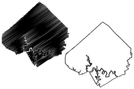 Pulaski County, Kentucky (US county, United States of America, USA, US, US) map vector illustration, scribble sketch Pulaski mapのイラスト素材