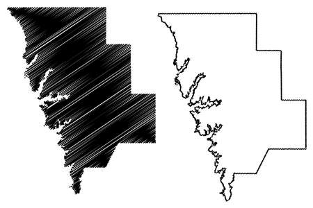 Sabine County, Louisiana (US county, United States of America, USA, US, US) map vector illustration, scribble sketch Sabine Parish mapのイラスト素材