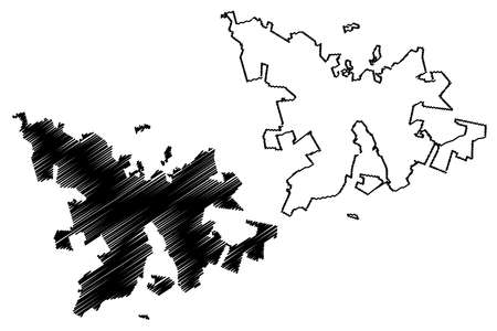 Bloemfontein City (Republic of South Africa, RSA, Free State Province) map vector illustration, scribble sketch City of Bloem mapのイラスト素材
