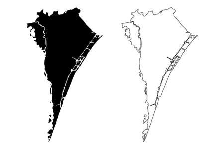 New Hanover County, North Carolina State (US county, United States of America, USA, US, US) map vector illustration, scribble sketch New Hanover mapのイラスト素材