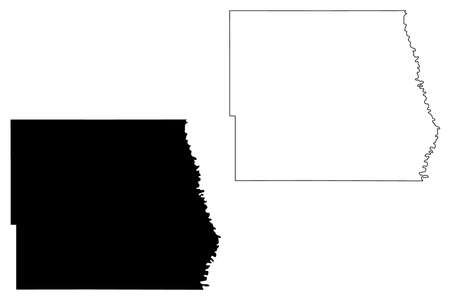 Pembina County, North Dakota State (US county, United States of America, USA, US, US) map vector illustration, scribble sketch Pembina mapのイラスト素材