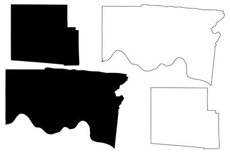 Hamilton and Hardin County, Ohio State (US county, United States of America, USA, US, US) map vector illustration, scribble sketch mapのイラスト素材