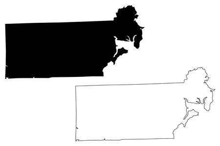 Kent County, State of Rhode Island and Providence Plantations (US county, United States of America, USA, US, US) map vector illustration, scribble sketch Kent mapのイラスト素材