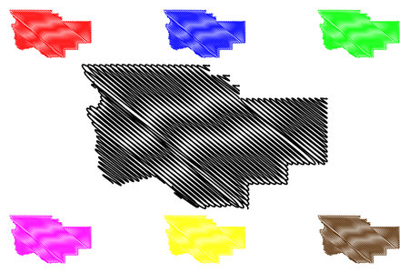 Teton County, Montana (US county, United States of America, USA, US, US) map vector illustration, scribble sketch Teton mapのイラスト素材