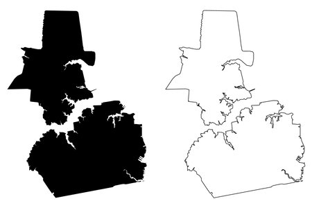 Portsmouth city County, Commonwealth of Virginia (Independent city, US county, United States of America, USA, US, US) map vector illustration, scribble sketch Portsmouth mapのイラスト素材