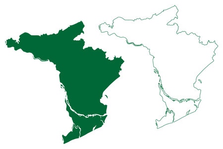 East Godavari district (Andhra Pradesh State, Republic of India) map vector illustration, scribble sketch East Godavari mapのイラスト素材