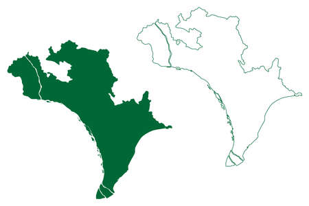 Krishna district (Andhra Pradesh State, Republic of India) map vector illustration, scribble sketch Krishna mapのイラスト素材