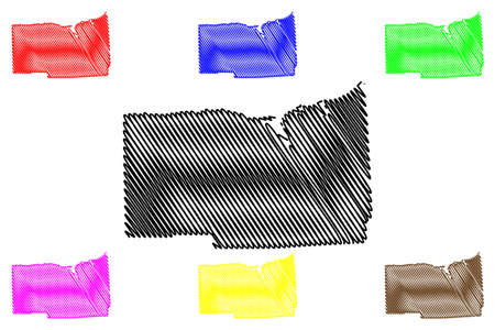 Wayne County, New York State (US county, United States of America, USA, US, US) map vector illustration, scribble sketch Wayne mapのイラスト素材