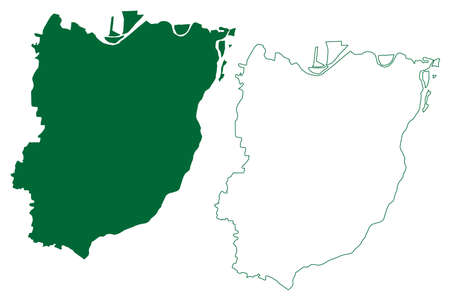 Bhojpur district (Bihar State, Patna division, Republic of India) map vector illustration, scribble sketch Bhojpur mapのイラスト素材