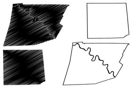 Wyoming and Tioga County, Commonwealth of Pennsylvania (US county, United States of America, USA, US, US) map vector illustration, scribble sketch mapのイラスト素材