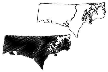 Clay County, State of Tennessee (US county, United States of America, USA, US, US) map vector illustration, scribble sketch Clay mapのイラスト素材