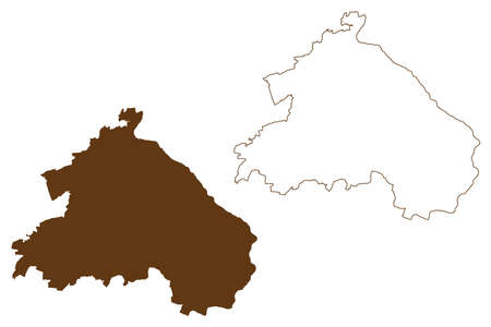 Markisch-Oderland district (Federal Republic of Germany, rural district, State of Brandenburg) map vector illustration, scribble sketch Markisch Oderland mapのイラスト素材