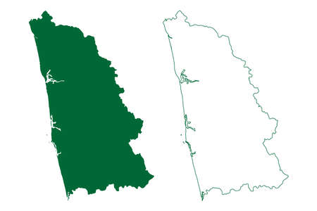 Udupi district (Karnataka State, Republic of India, Mysore Division) map vector illustration, scribble sketch Udupi mapのイラスト素材