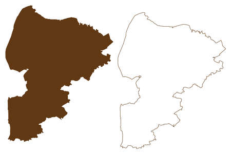 Cuxhaven district (Federal Republic of Germany, rural district, State of Lower Saxony) map vector illustration, scribble sketch Cuxhaven mapのイラスト素材