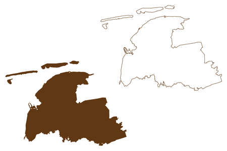 Aurich district (Federal Republic of Germany, rural district, State of Lower Saxony) map vector illustration, scribble sketch Aurich mapのイラスト素材