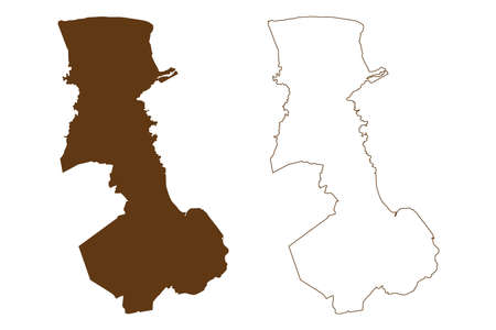 Friesland district (Federal Republic of Germany, rural district, State of Lower Saxony) map vector illustration, scribble sketch Friesland mapのイラスト素材