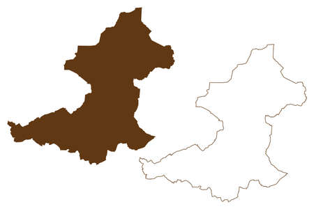 Borken district (Federal Republic of Germany, State of North Rhine-Westphalia, NRW, Munster region) map vector illustration, scribble sketch Borken mapのイラスト素材