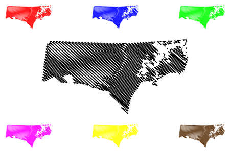 Clay County, State of Tennessee (U.S. county, United States of America, USA, U.S., US) map vector illustration, scribble sketch Clay mapのイラスト素材