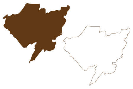 Pirmasens city (Federal Republic of Germany, State of Rhineland-Palatinate, Urban district) map vector illustration, scribble sketch Pirmasens mapのイラスト素材