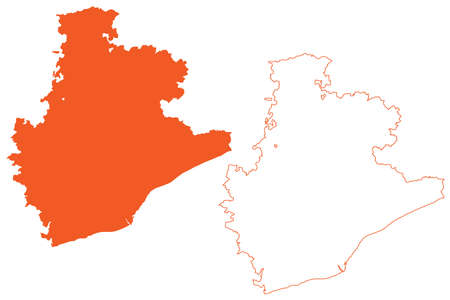 Province of Barcelona (Kingdom of Spain, Autonomous Community Catalonia) map vector illustration, scribble sketch Barcelona mapのイラスト素材