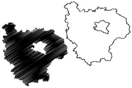Ansbach district (Federal Republic of Germany, rural district Middle Franconia, Free State of Bavaria) map vector illustration, scribble sketch Ansbach mapのイラスト素材