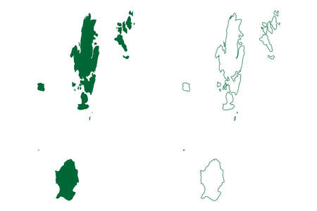 South Andaman district (Andaman and Nicobar Islands union territory, Republic of India) map vector illustration, scribble sketch South, Little, Rutland, Henry Lawrence, Swaraj Dweep island mapのイラスト素材