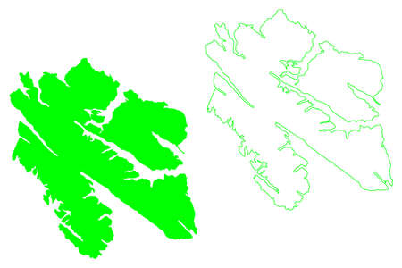 Chichagof island (United States of America, North America, Alaska, US, USA, Alexander Archipelago) map vector illustration, scribble sketch Shee Kaax mapのイラスト素材