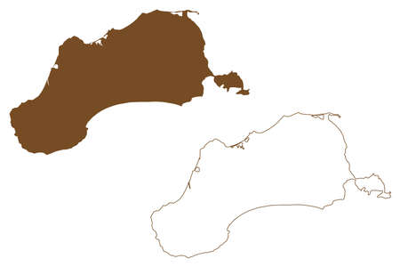 Unimak island (United States of America, North America, Alaska, US, USA, Aleutian Islands) map vector illustration, scribble sketch Unimax mapのイラスト素材