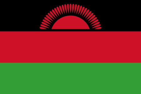 National Flag Republic of Malawi - vector, horizontal triband of black, red, and green; charged with a red rising sunのイラスト素材