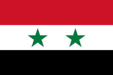 National Flag Syrian Arab Republic - vector, Syria - horizontal tricolour of red, white, and black; charged with two green starsのイラスト素材