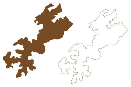 Zemlya Georga island (Russia, Russian Federation, Franz Josef Land archipelago) map vector illustration, scribble sketch Prince George Land mapのイラスト素材