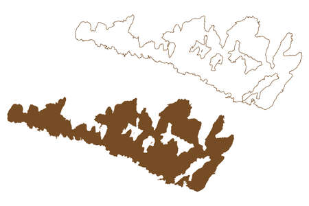 Manitoulin island (Canada, Ontario Province, North America, Lake Huron) map vector illustration, scribble sketch Manitoulin mapのイラスト素材