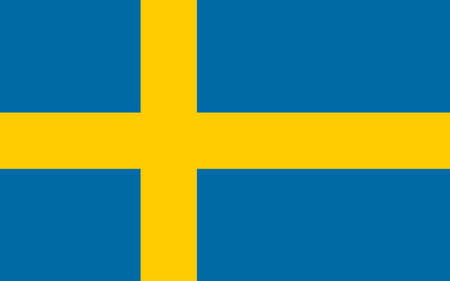 National Flag Kingdom of Sweden, blue field charged with a yellow Nordic cross that extends to the edges, the vertical part of the cross is shifted to the hoist sideのイラスト素材
