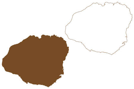 Kauai island (United States of America, North America, US, USA, Hawaiian Islands, Hawaii) map vector illustration, scribble sketch Kauaâi or The Garden Island mapのイラスト素材