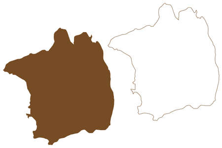 Barentsoya island (Kingdom of Norway, Svalbard Archipelago) map vector illustration, scribble sketch Barents mapのイラスト素材