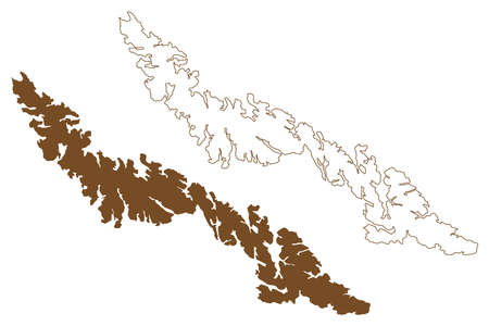 Desolacion island (Republic of Chile, South and Latin America, Tierra del Fuego Archipelago) map vector illustration, scribble sketch Isla Desolacion mapのイラスト素材