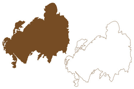Orust island (Kingdom of Sweden) map vector illustration, scribble sketch Orust mapのイラスト素材