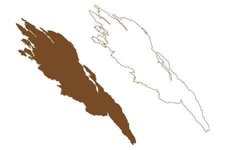 Radoy island (Kingdom of Norway) map vector illustration, scribble sketch Radoy mapのイラスト素材