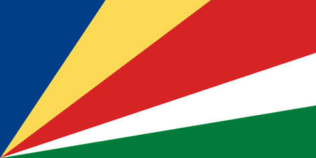 National Flag Republic of Seychelles, Five oblique bands of blue, yellow, red, white and green radiating from the bottom of the hoist sideのイラスト素材