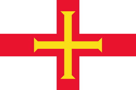 National Flag Jurisdiction of the Bailiwick of Guernsey, red Saint George's Cross with an additional gold Norman crossのイラスト素材