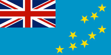 National Flag Tuvalu, Ellice Islands, Light Blue,  nine yellow five-pointed stars on the fly half of the flagのイラスト素材