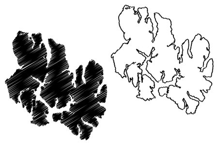 Aracena island (Republic of Chile, South and Latin America, Tierra del Fuego archipelago) map vector illustration, scribble sketch Isla Aracena mapのイラスト素材
