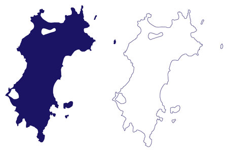 Mustique island (Saint Vincent and the Grenadines, Cenrtal America, Caribbean islands) map vector illustration, scribble sketch Mustique mapのイラスト素材